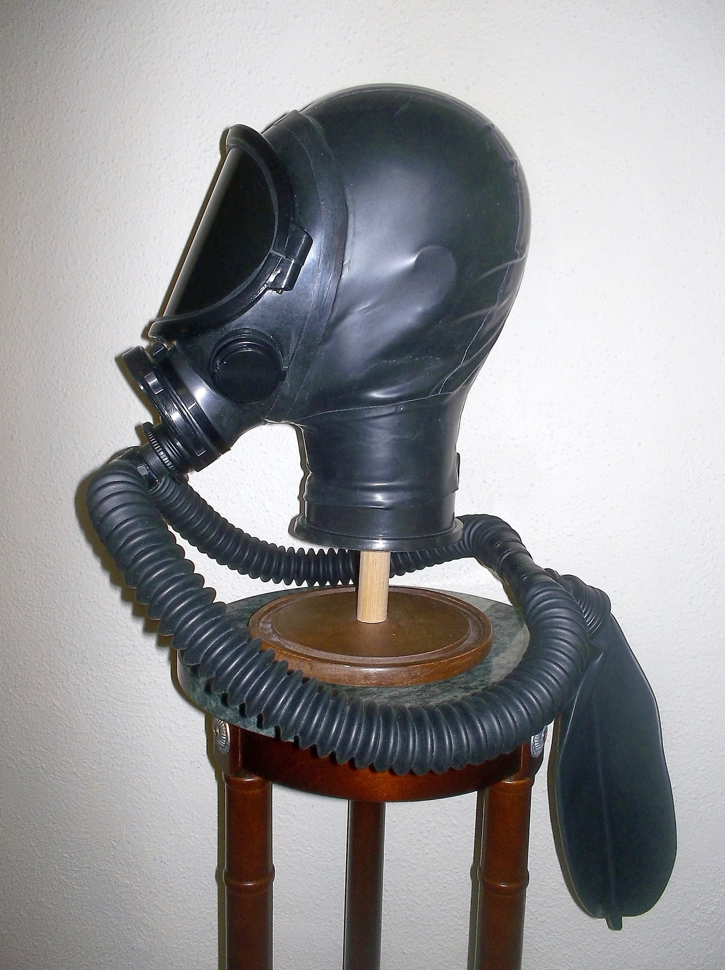 HEAVY RUBBER Fetish LATEX Gas Mask HOOD with Tinted Faceshield Lens, Twin Hoses, Tinted Face Shield and Rebreather Bag by FANTOMAS & Co.