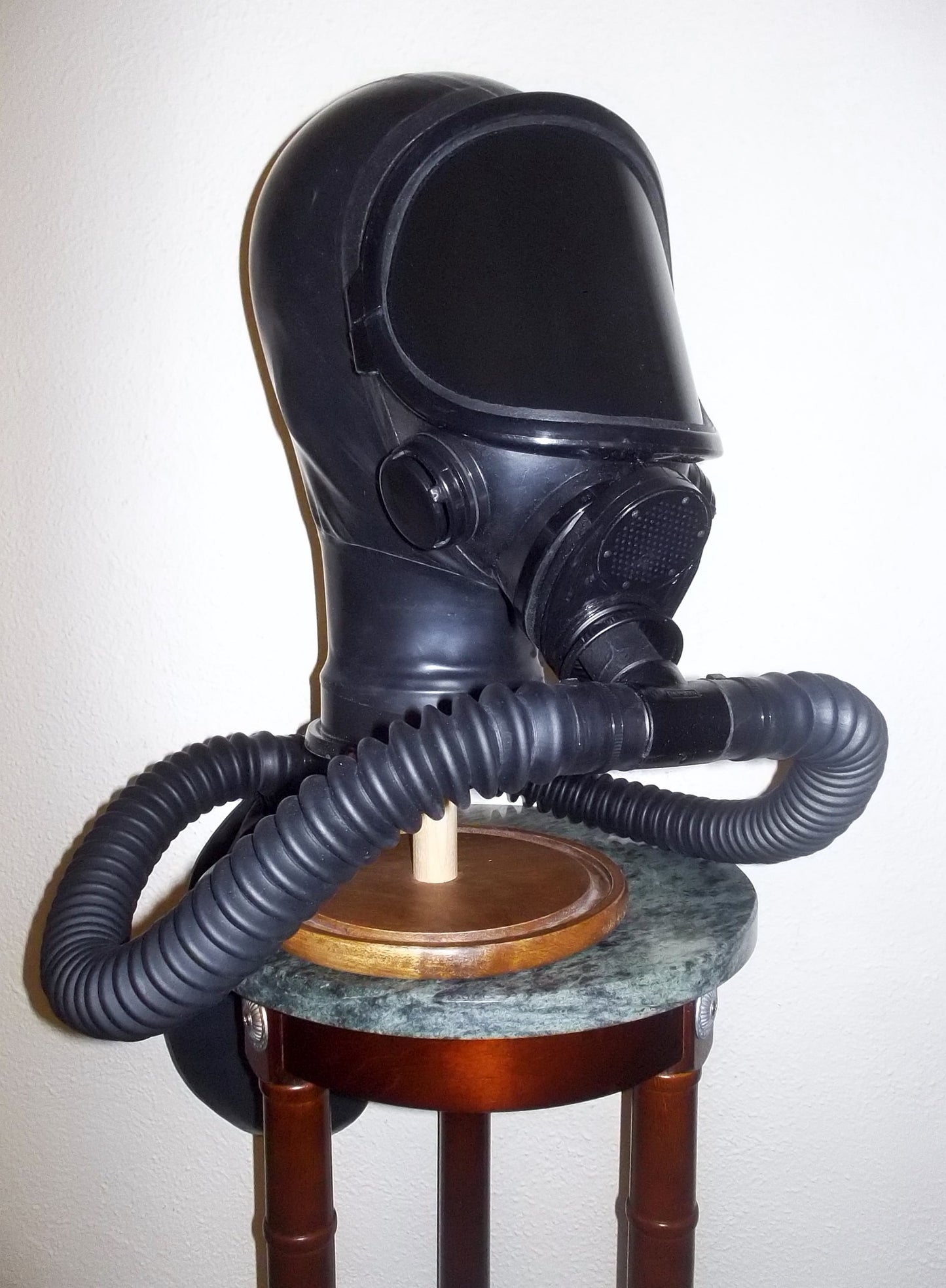HEAVY RUBBER Fetish LATEX Gas Mask HOOD with Tinted Faceshield Lens, Twin Hoses, Tinted Face Shield and Rebreather Bag by FANTOMAS & Co.