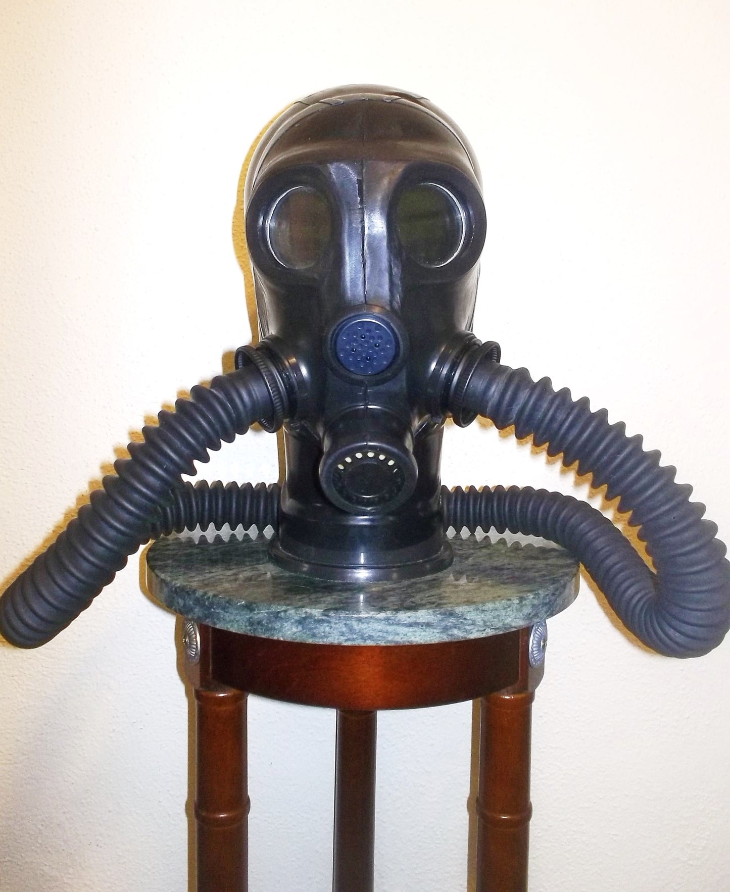 CUSTOM Fetish LATEX Hooded GAS MASK with Dark Lenses, Twin Hoses and Rebreather Bag~Femdom HEAVY RUBBER by FANTOMAS & Co.