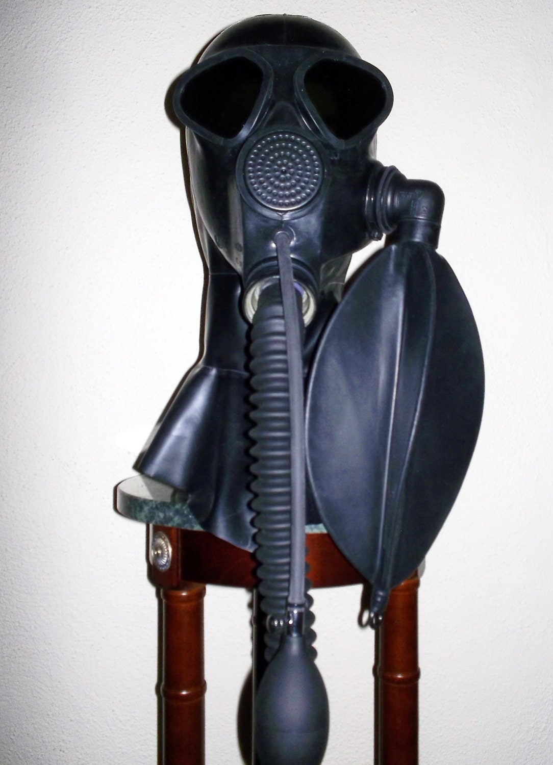 Custom LATEX Gas Mask HOOD w/ Dark Tinted Lens, Hose and Rebreather Bag~Heavy Rubber Fetish by FANTOMAS & Co.