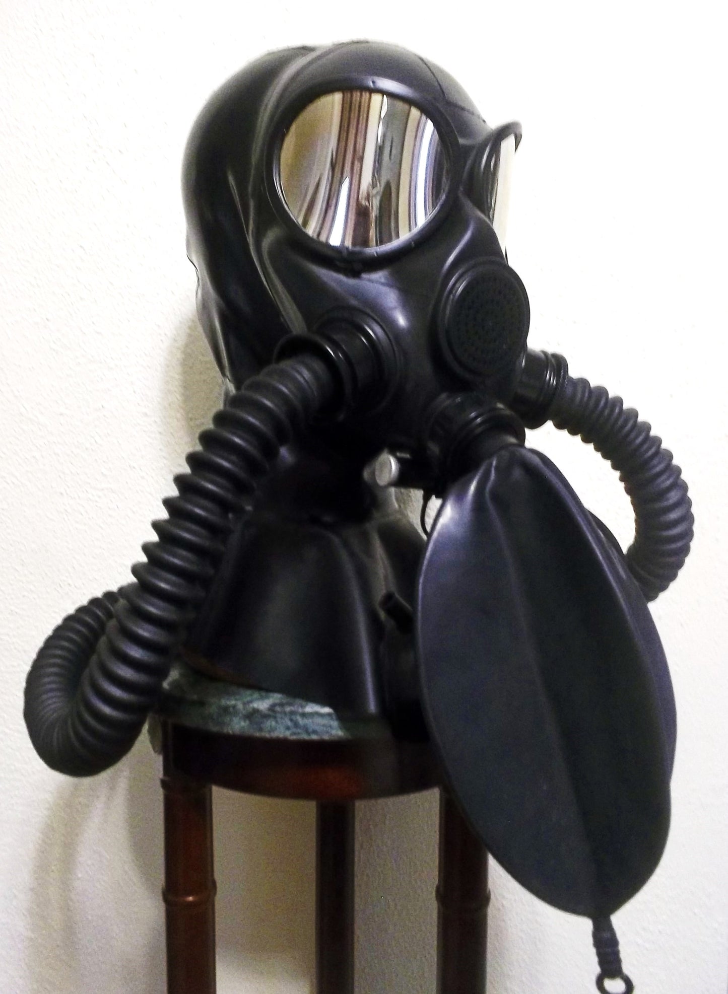 System Gas Mask Latex Hood with Mirror Lenses & Inflatable Gag — Heavy Rubber Fetish
