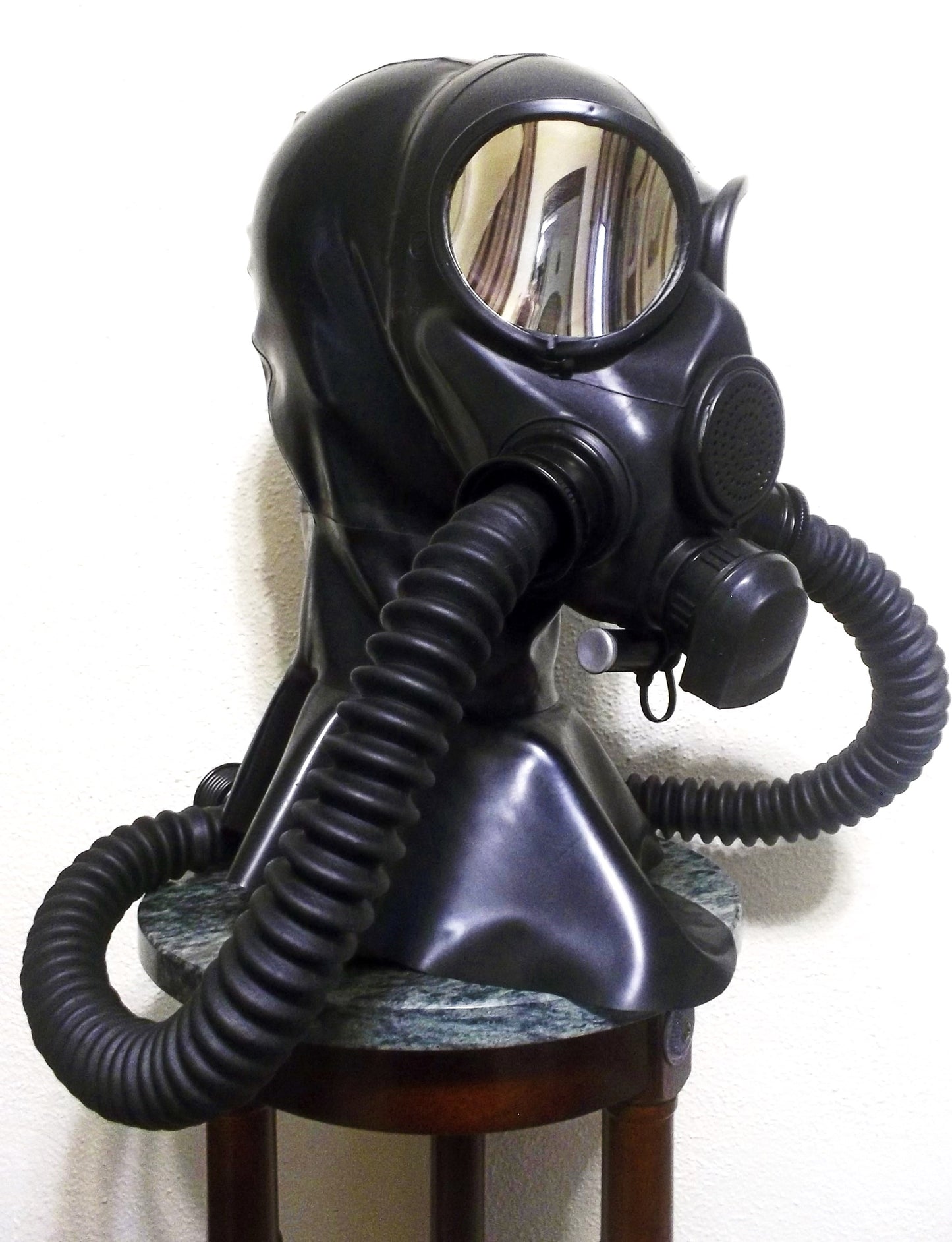 System Gas Mask Latex Hood with Mirror Lenses & Inflatable Gag — Heavy Rubber Fetish