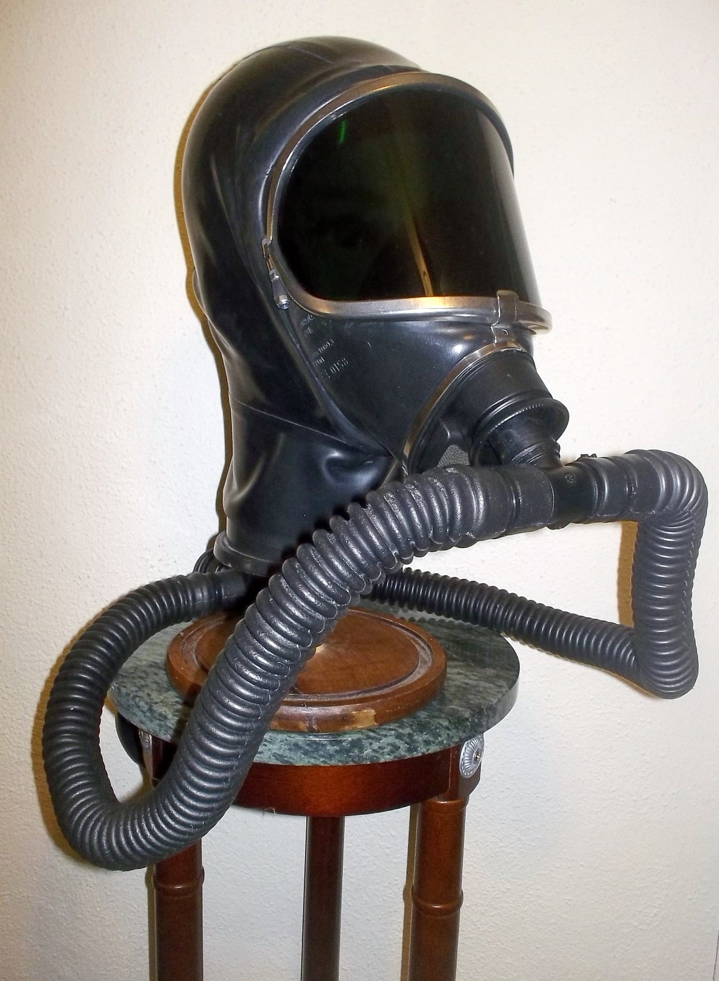 HEAVY RUBBER Fetish LATEX Drager PANORAMA Gas Mask HOOD with Tinted Faceshield Lens, Twin Hoses, Tinted Face Shield and Rebreather Bag by FANTOMAS & Co. (Copy)
