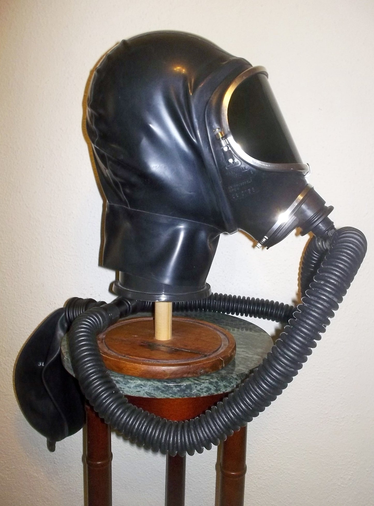 HEAVY RUBBER Fetish LATEX Drager PANORAMA Gas Mask HOOD with Tinted Faceshield Lens, Twin Hoses, Tinted Face Shield and Rebreather Bag by FANTOMAS & Co. (Copy)