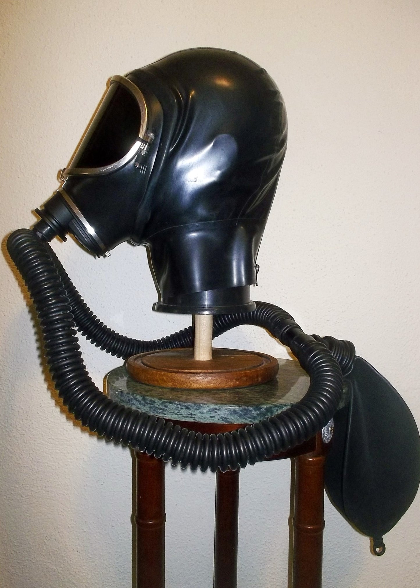 HEAVY RUBBER Fetish LATEX Drager PANORAMA Gas Mask HOOD with Tinted Faceshield Lens, Twin Hoses, Tinted Face Shield and Rebreather Bag by FANTOMAS & Co. (Copy)